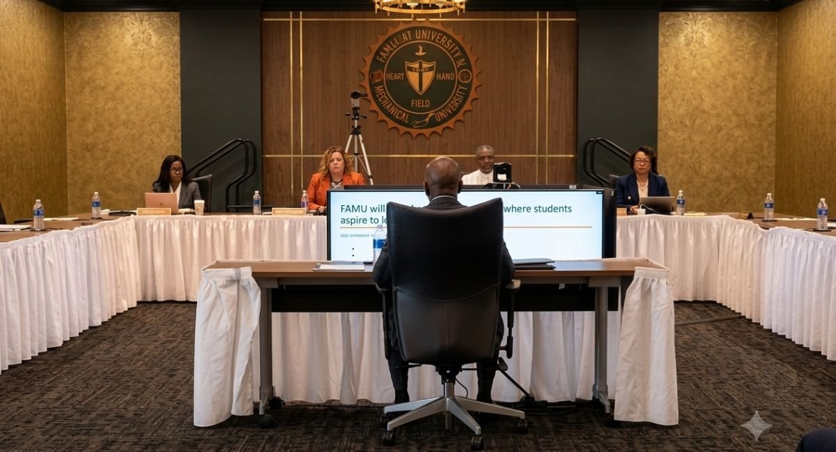 FAMU Board of Trustees presidential search meeting.