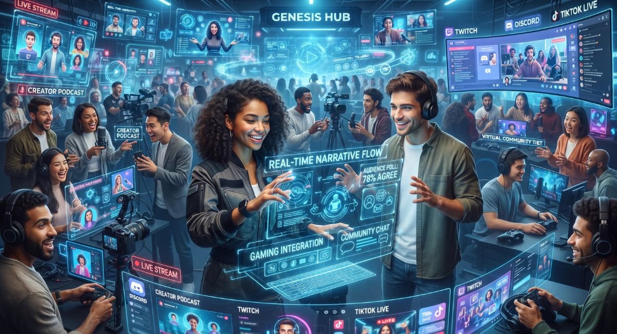 Interactive digital entertainment platform where audiences participate in storytelling using AI and social media.